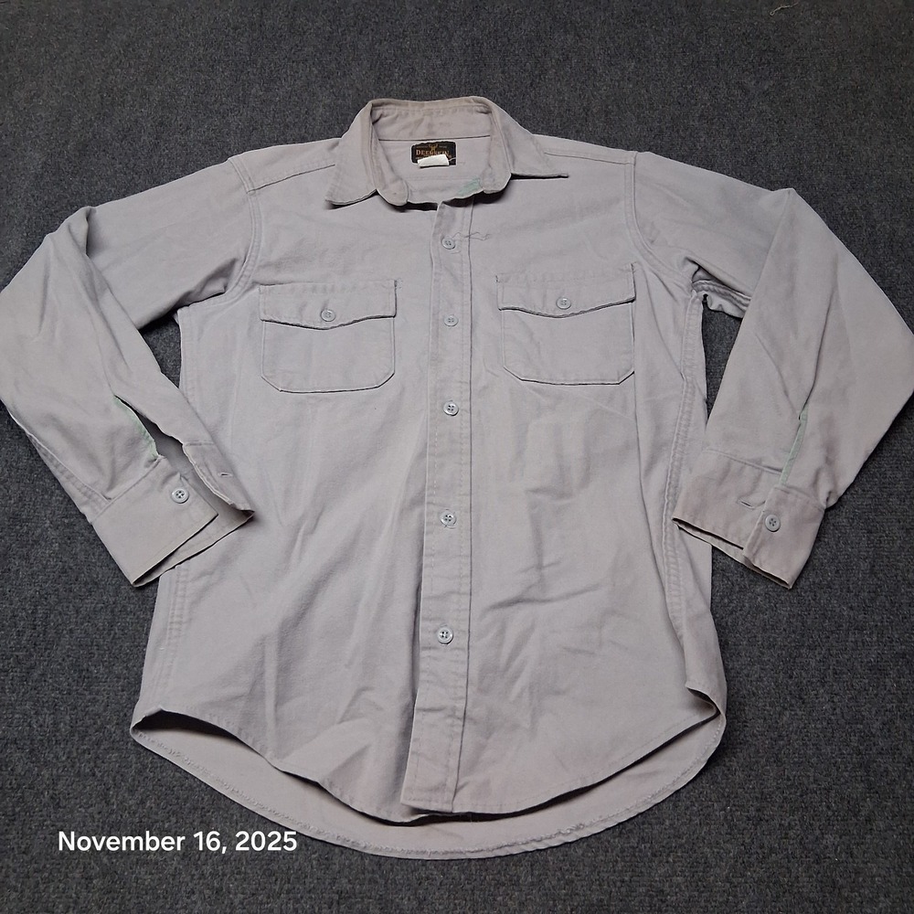 Vintage DeerSkin Melton‎ Flannel Shirt Size Medium Gray Long Sleeve Button Up